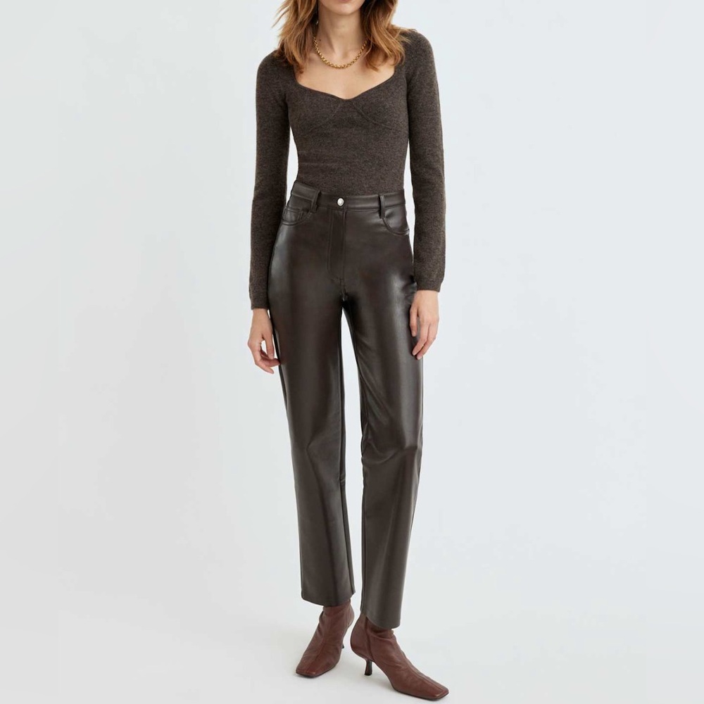 Aritzia Wilfred Greer Minimalist Brown Cropped Sweater Size S - Picture 2 of 13